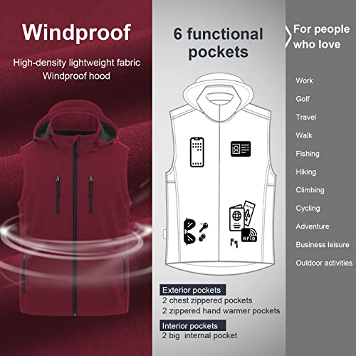 Image of CREATMO US Men's Casual Lightweight Warm Thin Outerwear Vest Windbreaker Sleeveless Jacket With Removable Hood