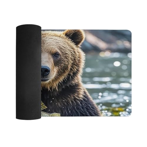 Protector de Escritorio Bear Holding Fish Grande Impermeable miniatura 3