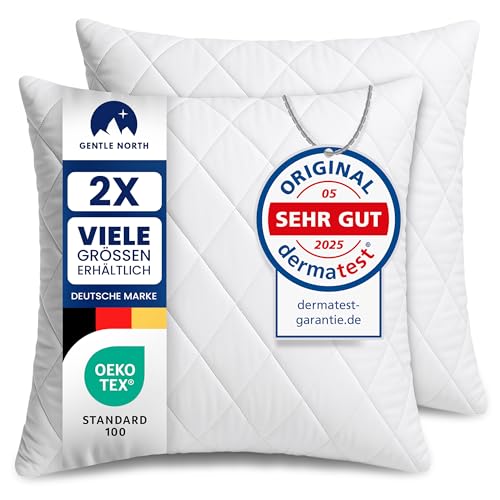 Gentle North Kopfkissen (45x45 cm groß) - 2er Set Kissen für Bett und als Dekokissen - Mit Reißverschluss für Füllung - Sofakissen - Zierkissen für Couch und Sofa - Ökotex - Waschbar bis 60° - Weiß
