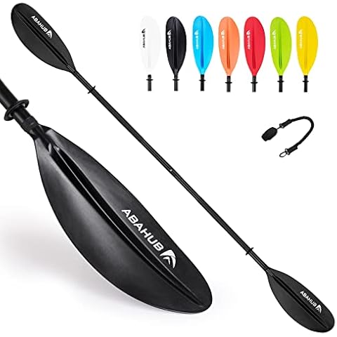 Abahub Doppelpaddel Aluminium Kajak Paddel 230cm mit Paddelleine für Kajakfahren Ruderboot Kanusport Schwarz/Weiß/Rot/Blau/Grün/Orange/Gelb Cover