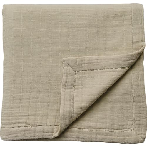 Image of Mebie Baby Muslin Quilt, Oatmeal, 100% Cotton Baby Blanket for Girls & Boys, Newborns to Toddler, Soft Swaddle Blanket, 47 inchx47 inch