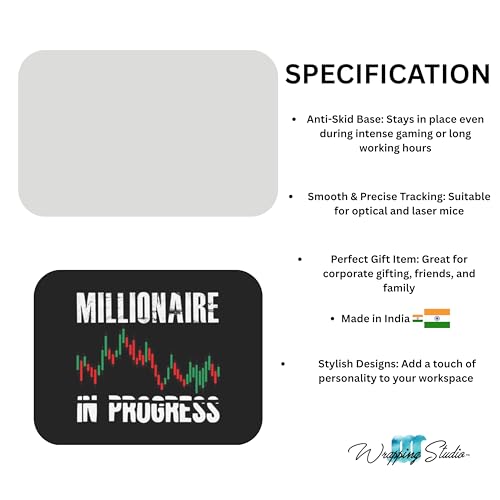 Image of WRAPPING STUDIO Millionare in Progress Mouse Pad for PC and Laptop, 24x20 cm, Anti-Slip, Smooth Surface, Marvel Design, Perfect for Office, Home & Gaming