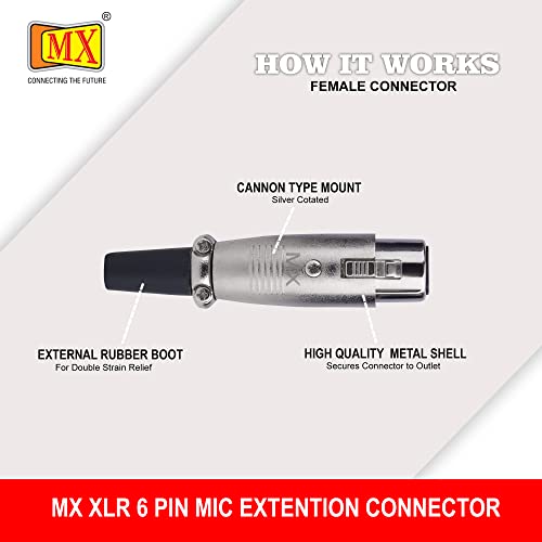 Image of MX 3 Pin XLR Microphone pin Pure Copper Nickel Plated Pins1 for High Conductivity microphone (6-pin female XLR connector, Pack of 2, Female Connector)
