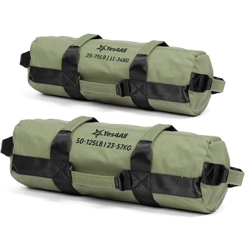 Yes4All Sandbags for Working Out, Unfilled Adjustable Sand Bags for Weight Training with Handles, Multiple Colors & Sizes 5-200lbs
