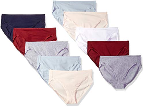 Amazon Essentials Women's Cotton Stretch Hi-Cut Brief Panty, Warm/Cool Assorted, Medium