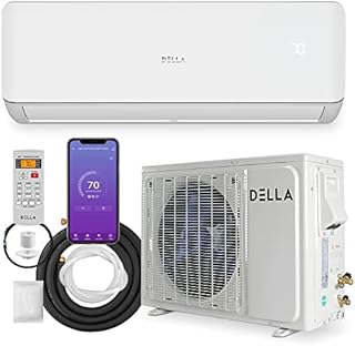 DELLA 12000 BTU Wifi Enabled Mini Split Air Conditioner & Heater Ductless Inverter System, 17 SEER 208-230V Energy Efficient Unit with 1 Ton Heat Pump, Cools Up to 550 Sq. Ft. (FZ Series)