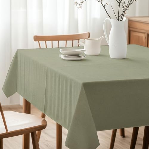 Image of R home 100% Cotton Solid Table Cover | 200 GSM Thick Fabric, Anti-Skid | Machine Washable & Reusable | Ideal for Dining Table & Centre Table, Easy Maintenance | Olive Green | 56 x 56 Inch
