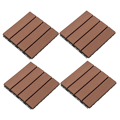 Operitacx 4pezzi Piastrelle Autobloccanti Per Terrazze Esterne Pavimenti in Plastica Autobloccanti Per Patio e Balconi Tappeti in Plastica Per Esterni Resistenti Al Sole Intemperie