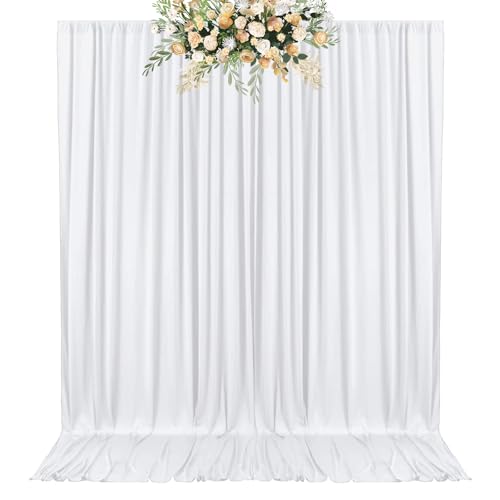 QICAIYUN 10x10FT White Wrinkle Free Backdrop Curtain Panels for Parties White Curtains for Parties White Backdrop Curtains Home Party Curtains Backdrop 5ft x 10ft,2 Panels YUNNS053