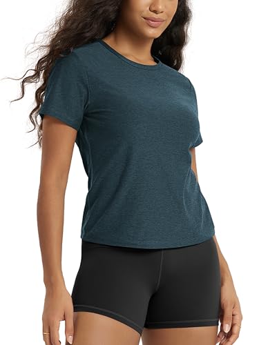 Image of ODODOS Women's Short Sleeve Performance T-Shirts - Ultra Soft odSTRATUM Tech Crew Neck Tee UPF 50+ Essential Top