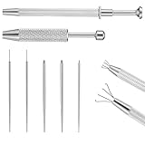 Juego de Herramientas de Inserción de Piercing de 7 Piezas, Pinzas y Agujas para Bolas, Ayuda para Cambiar Piercings de Acero Quirúrgico para Abrir y Cambiar, Set de Piercing para Oreja, Nariz y Labio
