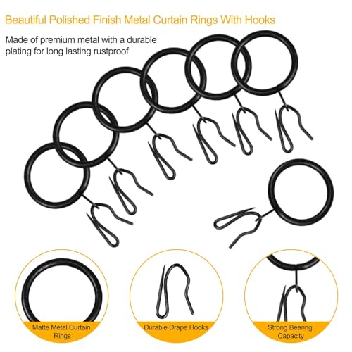 Wision 40 Pcs Metal Curtain Drapery Rings Curtain Rod Rings And 40 Pcs Metal Curtain Drapery Hooks Drapery Pins, 30 Mm Internal Diameter Decorative Curtain Hanging Rings For Window Door Curtain thumb #3