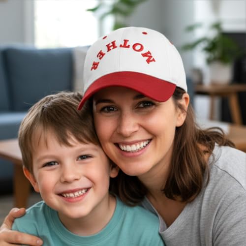 Image of Mothers Day Snapback,Adjustable Embroidered Mom Dad Trucker Hat,Cotton Baseball Cap