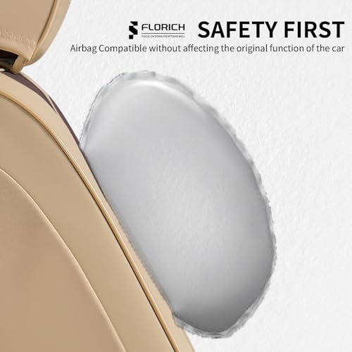 Image of FLORICH Front Seat Covers 2 Pieces Universal Seat Cover for Cars Breathable Leather Waterproof Car Seat Cover Driver Seat Cover Automotive Car Seat Cushion Fit for Most Cars SUV Trucks, Beige&Coffee