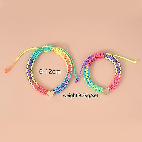 Image of First Day of School Bracelets Matching Heart Bracelets for Mom and Daughter Back to School Bracelets for 2 Braided Adjustable Charm Bracelets Jewellery Present