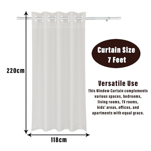 Image of Kuber Industries Door Curtain | Sheer Door Curtains | Parda for Living Room | Bedroom Balcony Parda | Door Curtain Parda for Home D?cor | Lining Net | 7 Feet | Cream