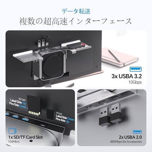 Image of Mac mini M4 Dock & Stand with M.2 NVMe 8TB SSD Enclosure, Macmini M4 Hub with HDMI 4K 60Hz, 3 USB-A 10Gbps for Mac mini M4 /M4 Pro 2024 (VESA Mac mini M4 Dock)