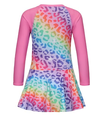 Image of Girls One Piece Swimsuits Long Sleeeve Swim Dress for Kids Girls Bathing Suits Summer Swimwear 3-16 Years