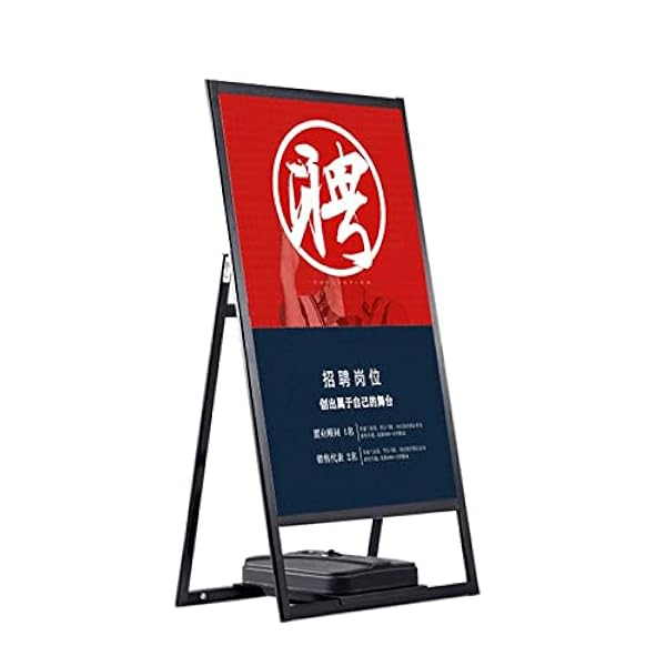 A-Frame Sidewalk Sign Menu Board 80 * 120cm,Heavy Duty Hoogte Verstelbaar 20-130cm Vloer Poster Display Stands,Bestrating Promotie Sign,Alleen een Frame zwart