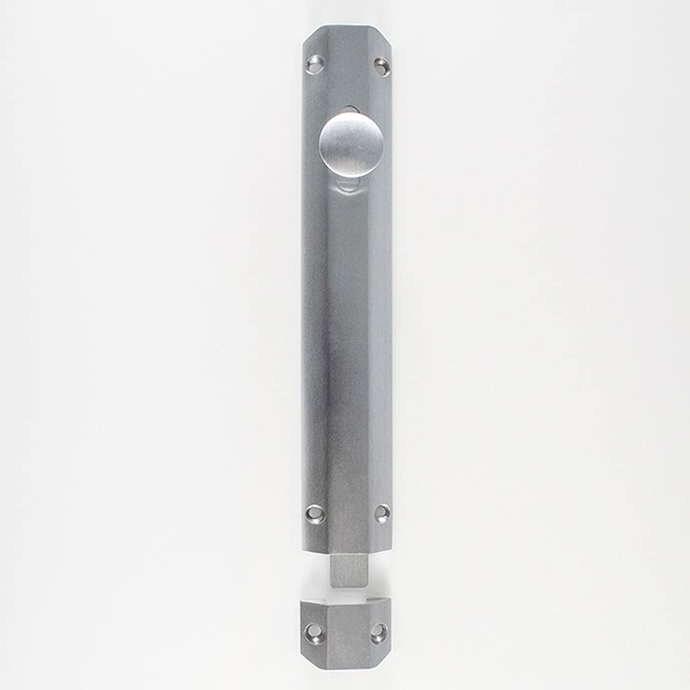 Loops Satin Chrome Surface Mounted Flat Sliding Door Bolt Lock - 202 X 36Mm - | Sliding Security Barrel Bolt - Heavy Duty Secure Sliding Latch - Door/Gate Wall Mounted Lock
