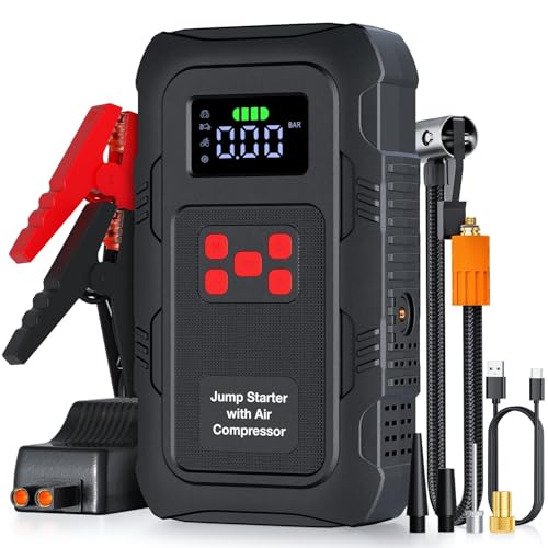 Image of 5000A Jump Starter with Air Compressor,A1 Car Jumper Starter with 150PSI Tire Inflator 12V Jump Box with LCD Display,Flashlight,Storage Case (Up 10L Gas /8L Diesel Engine