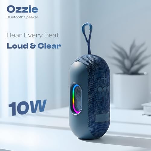 Image of LAPCARE Ozzie 10W Bluetooth Speaker with RGB Lights, TWS Stereo Sound, Dual Bass Radiators, Bluetooth 5.3, 8H Playtime, Portable Wireless Speaker with AUX & USB Support, Made in India - Blue