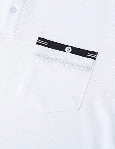 GNRSPTY Polo à Manches Courtes pour Homme Casual T-Shirt Slim Fit T-Shirt Golf Tennis Polos S-XXL,Blanc 2,L - Image 6