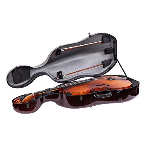 Crossrock Cello Case Fits Montagnana and Similar Wider Bout Cellos, Carbon Fiber Shell Weighs only 10 lb-Red (CRF3020CEMRD)