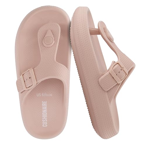 CUSHIONAIRE Women's Flo thong recovery cloud pool slide sandal with +Comfort