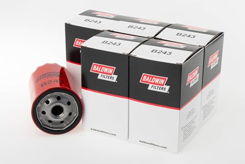 Baldwin B243 Lube Oil Filter 6-Pack – Spin-On Full-Flow Filter with Anti-Drainback Valve, 3/4-16 Thread, 3" OD, 4-27/32" Length – Fits Chrysler, Ford, Mazda, Toyota, Volkswagen, Replaces FL400S