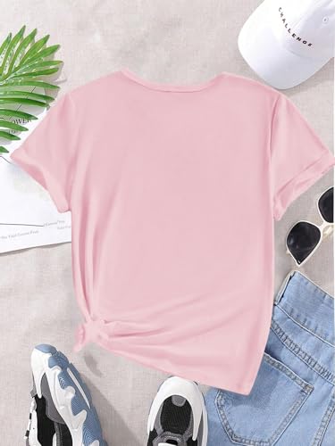 Image of SHENHE Girl's Summer Hawaiian Shirt Aloha Tropical Graphic Cute Crewneck Short Sleeve T Shirts Teen
