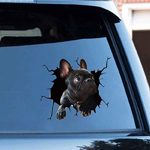 Zpahq Adesivo per auto Bulldog francese, 30 x 30 cm, impermeabile per cani, per parete, laptop, finestrino, camion, paraurti