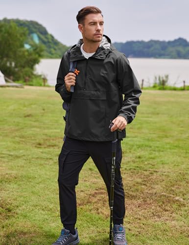 COOFANDY Men's Rain Jacket Waterproof Lightweight Packable Raincoat Pullover Windbreaker With Hood For Hiking Running4