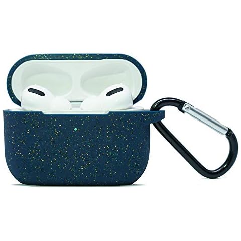 USSJ Protective Case Cover Compatible for AirPods Pro Case 2019 Release,Durable 360°Protection, Premium Silicone Case with Anti-Lost Carabiner for AirPods Pro (Glitter Midnight Blue) Cover