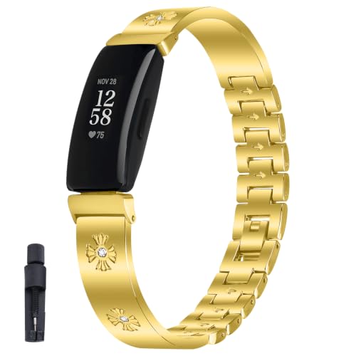 Bdsidy Metal Correa Compatible con Fitbit Inspire 2/Fitbit Inspire Strap, Femenino Correas Pulseras de Repuesto Watchband para Fitbit Inspire 2/Fitbit Inspire Smartwatch Accesorios (Dorado)