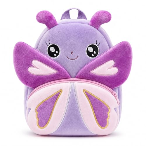 Image of Cartoon Plush Kids School Bag 2-6 Years | Soft Toy Backpack for Boys & Girls | Toddler Nursery Preschool Bag | Lightweight Adjustable Straps
