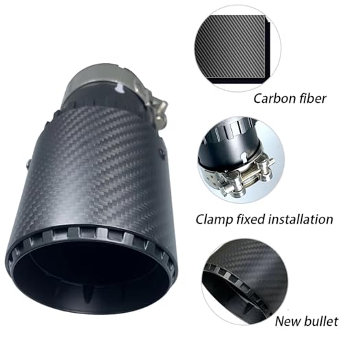 Embout d'échappement Golf en carbone noir muet avec buse en tête de balle aérodynamique - 5