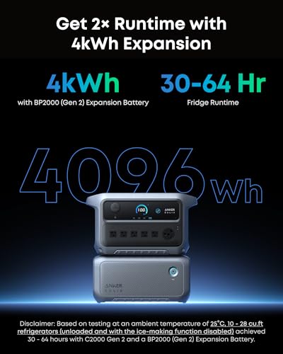 Image of Anker SOLIX C2000 Gen 2 Portable Power Station with 200W Bifacial Solar Panel, 2,400W (Peak 4,000W) Solar Generator, Full Charge in 58 Min, 2,048Wh LiFePO4 Battery for Power Outages and Camping