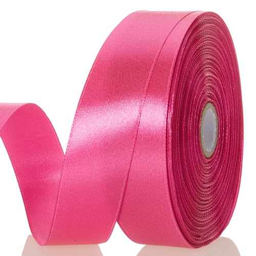 YASEO 1 Inch Rose Red Solid Satin Ribbon for Gift Wrapping, 50 Yards