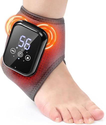 Cordless Ankle Massager with Heat Ankle Heating Pad with Massage Rechargeable Heated Ankle Wrap for Pain Relief Foot and Ankle Massager Black
