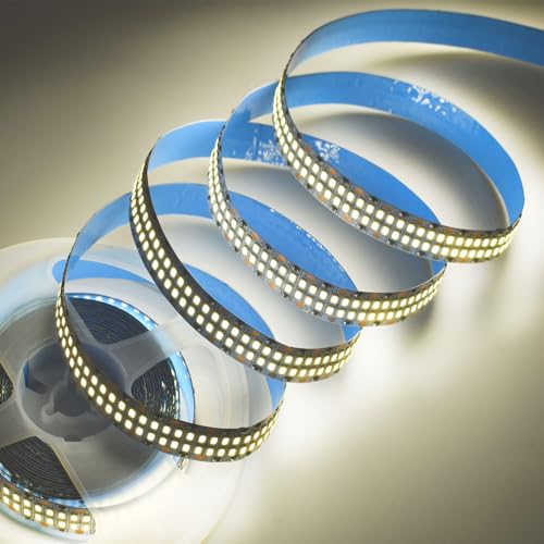 Image of SUYOOULIN LED Lights Strip, Dimmable DC 12V 16.4ft SMD 5054 (5050 Upgraed) Double Rows 1200 LEDs 25000LM Non-Waterproof LED Ribbon for Home Kitchen Decoration (Natural White 4500K)