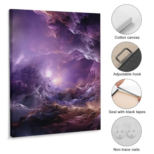 Toile murale galaxie violette avec cadre pour habiller un mur vide - 3