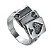 HIJONES Herren Jahrgang Gotisch Glücklich Schwarz Ass von Pik Diamanten Poker Ring Rostfreier Stahl Silber Überzogen Größe 54