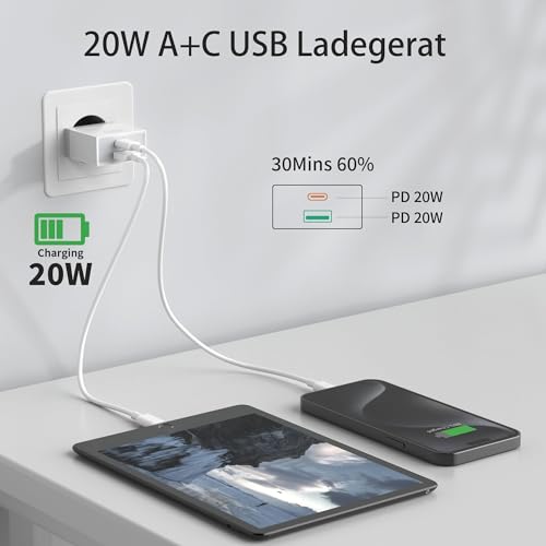 USB C Ladegerät, USBC Adapter Netzteil 20W for iPhone 16 15 14 13 12 11 Pro Max SE XS XR 8 Plus, Galaxy S23/S22/S21, Netzstecker USB Stecker Mehrfach Charger Handy Ladestecker Wufuera