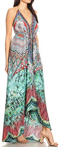 Image of Sakkas Lizi Womens Maxi High-Low Halter Handkerchief Long Dress Beach Party