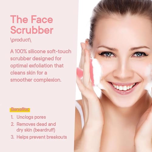 Image of VWMYQ Face Scrubber, Silicone Face Scrubber for Men, Gentle Exfoliator Pad & Massager, Facial Cleansing /Wash Brush - Removes Dead & Dry Skin (Baby Pink, Square)