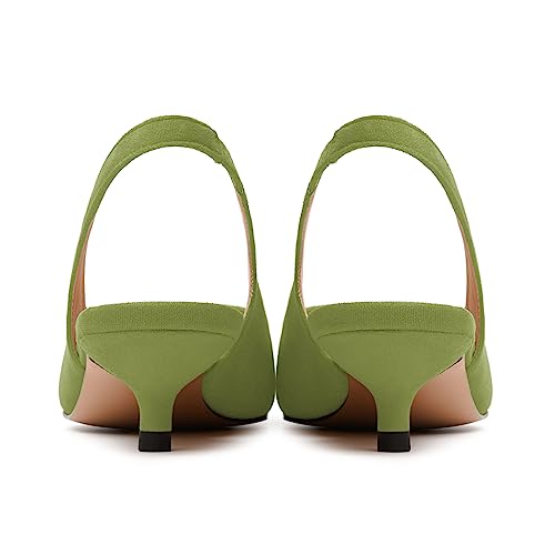 JUSTDANNI Womens Elastic Pointed Toe Suede Slingback Wedding Dress Stylish Kitten Low Heel Pumps Shoes 1.5 Inch4