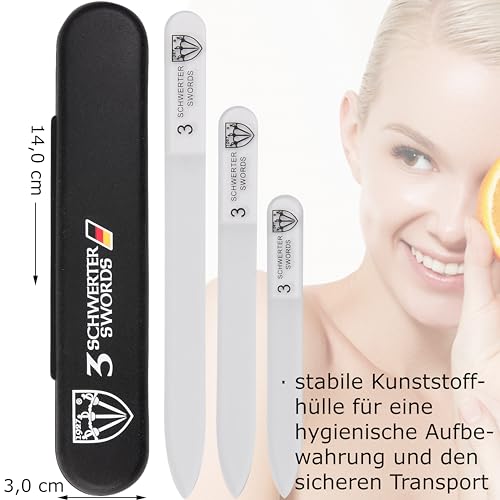 Foto von DREI SCHWERTER - Glasnagelfeile Nagelfeile im 3er Set, beidseitig geschliffen und abwaschbar - NEU
