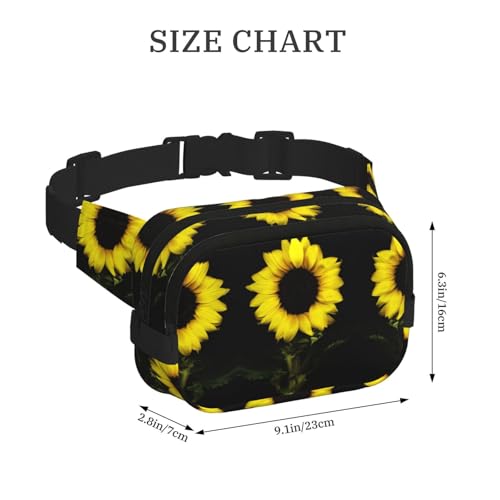 Sac banane imprimé tournesol à sangle ajustable grand volume mixte - 2
