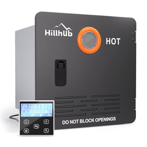 RV Tankless Water Heater, 65,000 BTU, Max 3.9 GPM with 15 x 15 inches Black Door and Remote Controller, DC 12V, CSA Certified up to 9,800 ft, Easy Installation, Compatible with All RVs